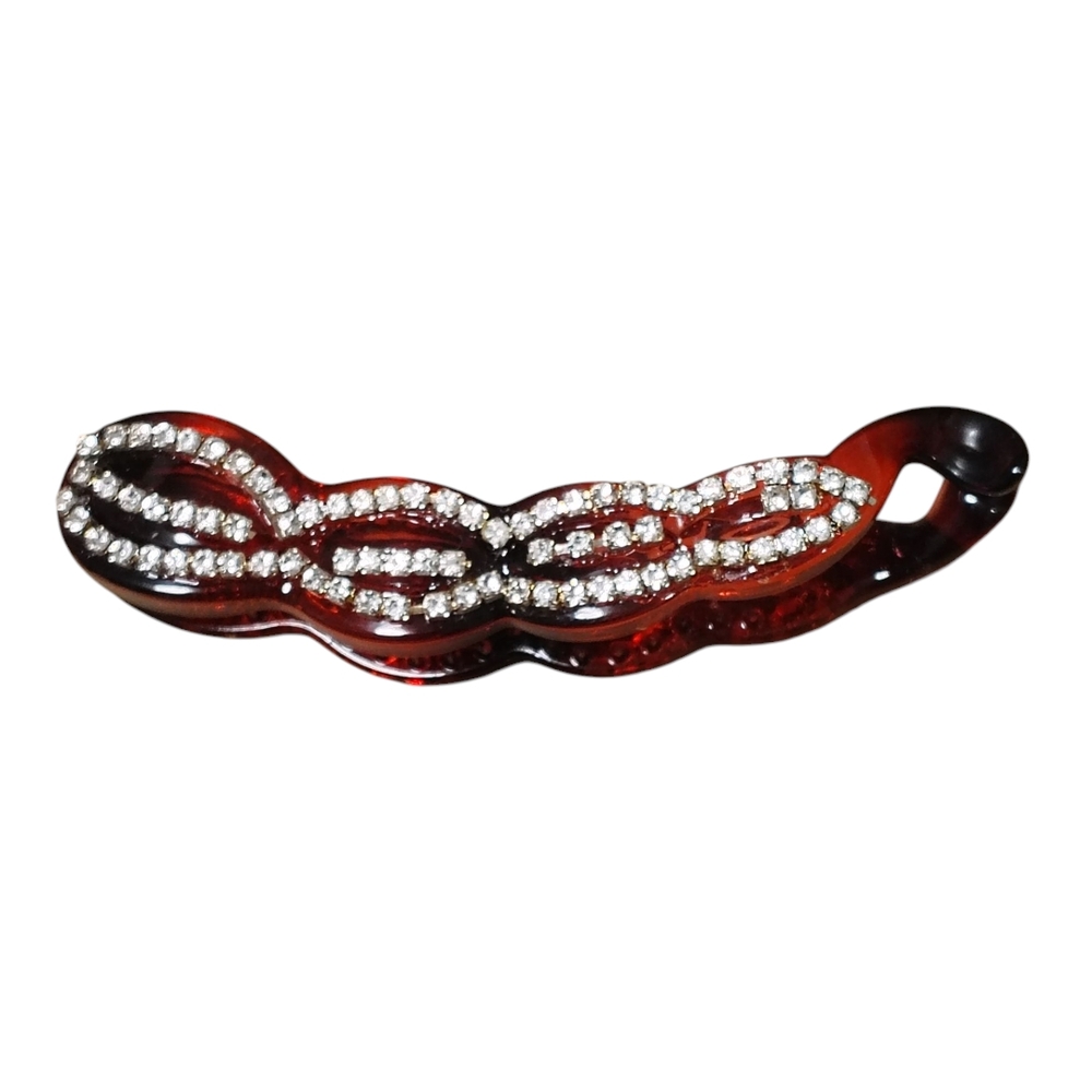 Elegant Red Hair Clip with Rhinestone Accents